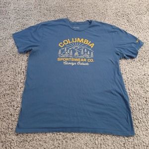 Columbia Shirt Men 2XL Blue Graphic Tee Outdoors Gorpcore Lounge Always Outside